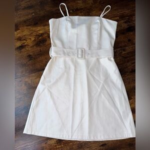 Elegant Cream Belted Dress